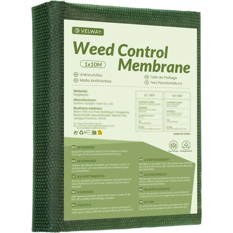 Velway Toile de Paillage Non-Tissé 1x10m 80g/m2 - Géotextile Anti-Mauvaises Herbes Perméable - Vert Paysage (1/5)
