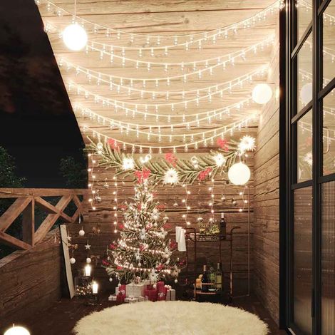 vidaXL Guirnalda de luces globos 8 funciones 40m 400 LED blanco cálido