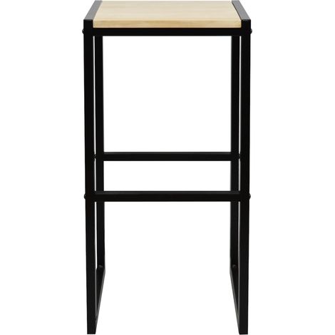 Pack de 2 taburetes altos iCub 36x32x75cm Negro en madera maciza de pino acabado natural estilo nórdico industrial Box Furniture