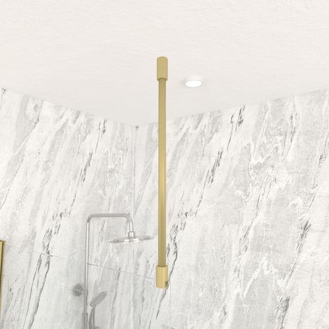 barre de fixation plafond recoupable finition or dore brosse pour paroi de douche freedom 2 gold