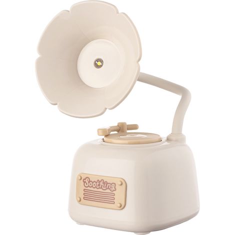 Lampe de bureau gramophone rétro créative beige crème, 0,05 W, intensité lumineuse réglable en continu, cadeau d'anniver (1/3)