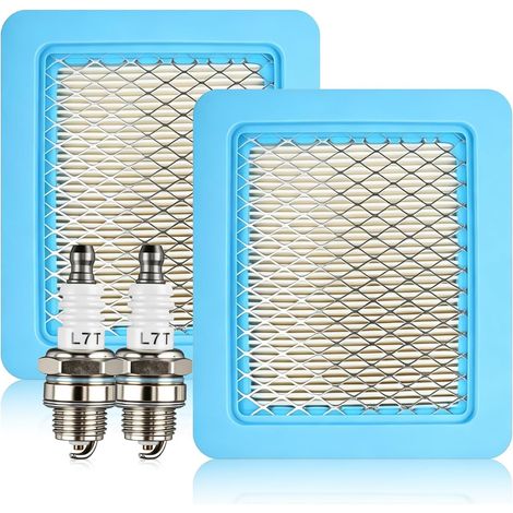 Lawn Mower Maintenance Kit 2 Air Filters 2 Spark Plugs L7T Compatible with Engine Replacement Filters 491588S 399959 and Spark Plugs for Quantum Engines 625 650 675 625e 675e 725e, Garden Maintenance (1/5)