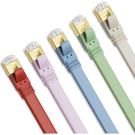 Câbles Ethernet CAT 8 3m 5Pièces, RJ45 Câble Réseau Plat 40Gbps 2000MHz SFTP Gigabit Internet Cable Lan pour Gaming/PS5/PS4/PC/Routeur/Modem (1/5)