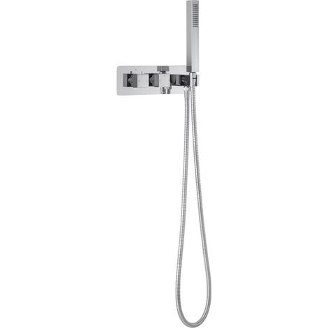 Milano Arvo 2 Outlet Twin Diverter Thermostatic Mixer Shower Valve with Hand Shower Handset and 1.75m Hose - Chrome (1/5)