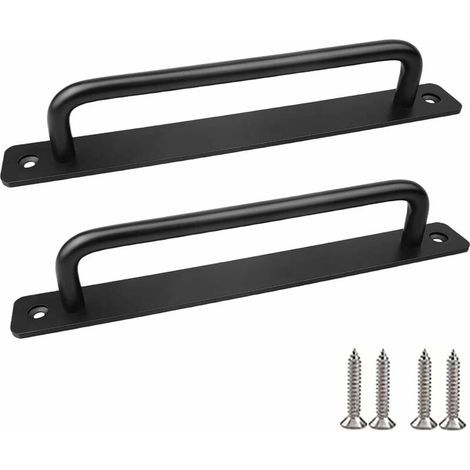 Manilla para puerta corredera de granero (2 piezas), manilla de aleación de aluminio con tornillos, manilla negra mate para puertas correderas, manillas para puertas de armarios y vestidores. (1/5)