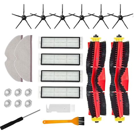 18 Stück Zubehör Ersatzteile für Xiaomi Roborock S5 Max S6 S6 Pure S6 MaxV S50 S51 S55 S5 Staubsauger-Teile Ersatzteile 2 Hauptbürste 6 Seitenbürste 4 Hepa Filter 2 Wischtücher 6 Filterkern (1/4)