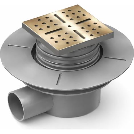 Piletta di scarico Uscita ORIZZONTALE per piatto doccia RAINY - Griglia inox Dorato