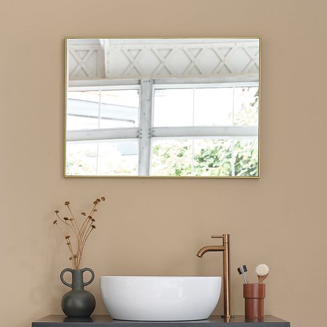 Miroir rectangulaire en métal doré (1/5)