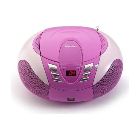 Multimedia lettore cd fm am display sintonizzatore radio mp3 wma usb led lenco scd 37 rosa usb (1/4)