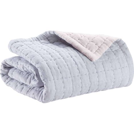 VIVARAISE - Plaid Vivaraise Cambra - Coton et Polyester, 140x200 cm, Couleur Tempête (1/3)