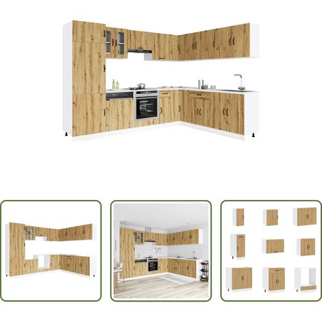 vidaXL Küchenregal - 14-tlg. Küchenschrank-Set Kalmar Artisan-Eiche Holzwerkstoff (1/5)
