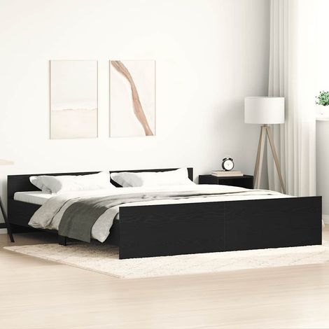 Bed Frame without Mattress Black Oak 180x200 cm Engineered Wood vidaXL (1/5)