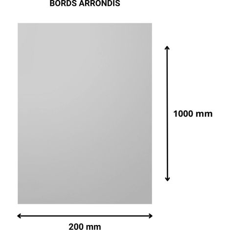 Plaque verre acrylique miroir 3 mm - 20 x 100 cm (200 x 1000 mm) - Verre synthétique - Bord arrondis - Plexiglass