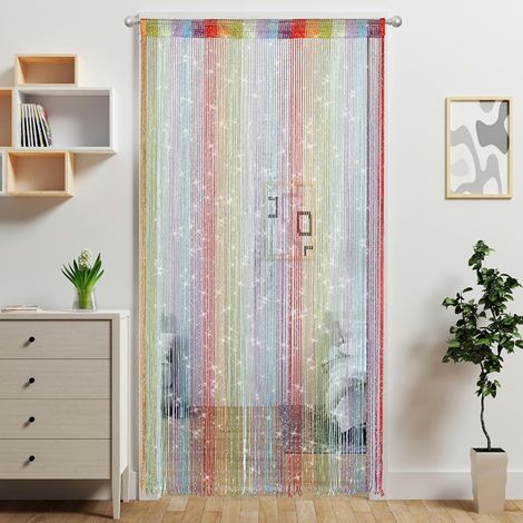 Rideau de perles à paillettes et franges transparentes, porte scintillant pour fenêtre, vitrine, chambre et fête, Composition : 1 pièce, dimensions : 1 m × 7 m, Couleur : multicolore (1/5)