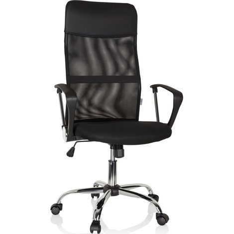 Bürostuhl Chefsessel Schreibtischstuhl PURE NET Netzstoff / Kunstleder schwarz Chrom hjh OFFICE (1/5)