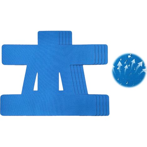 Lot de 12 bandes adhésives pour les épaules, offrant soutien et stabilité à l'épaule bande de kinésiologie prédécoupée soulageant les douleurs à l'épaule imperméable, élastique et respirante bleue. (1/4)