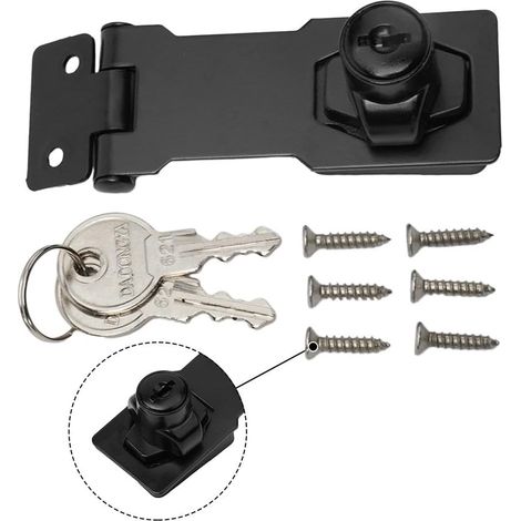 Robuster Verriegelungsriegel mit schwarzem Clip – 7,6 cm (3 Zoll) großer Sicherheitsriegel aus Zinklegierung mit Schlüsseln für Gartenhaus, Garagentor, Schrank, Regal (1/5)
