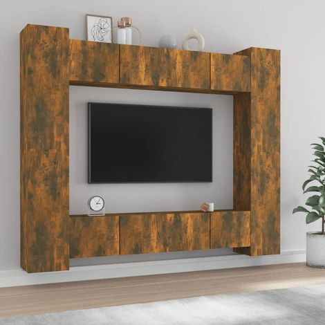 8-tlg. TV-Schrank-Set Räuchereiche Holzwerkstoff (1/5)