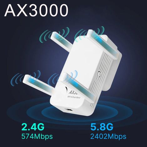 Amplificateur de signal répéteur réseau AX3000M pour bureau, maison, extension Wi-Fi sans fil (1/4)