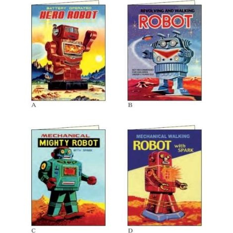 Karte mit Umschlag AGR 057 Roboter 11,5x17cm rossi