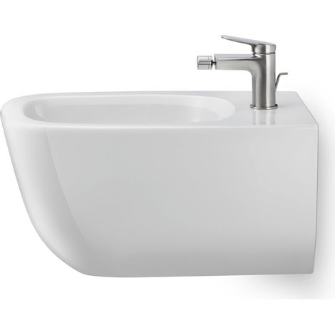 Duravit Wave - Miscelatore per bidet, con sistema di scarico, acciaio inox spazzolato WA2400001070 (1/2)