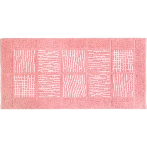 Tappeto Scendiletto Camera Bagno Morbido Shaggy Puro Cotone Assorbente Antiscivolo Rosa - 65x140 cm