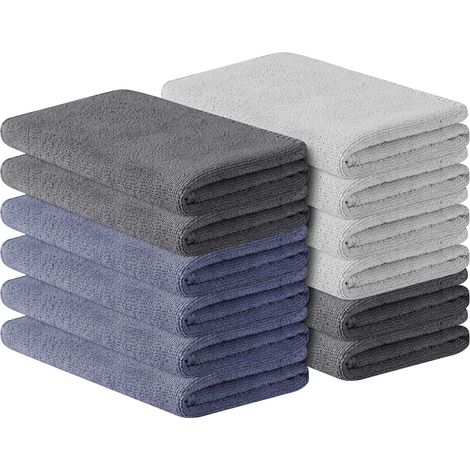 Petite Serviette Main, Essuie Main, Ensemble 12 Pièces Essuie Main Cuisine, Microfibre, Serviettes de Bain en Microfibres,30x30cm (1/5)