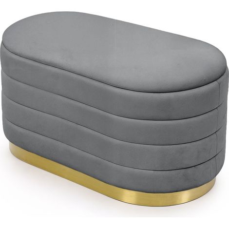 Banco acolchado con compartimento de terciopelo 80 cm BELLA Gris Oscuro (1/5)