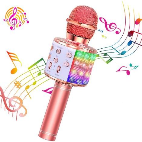 Karaoke-Mikrofon, Bluetooth-Mikrofon, Lautsprecher mit dynamischem LED-Lichteffekt
