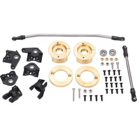 Kit adaptateur de direction (biellette, fusée de direction, siège en C) pour voiture RC Axial RR10 90048 90053 - Noir (1/5)