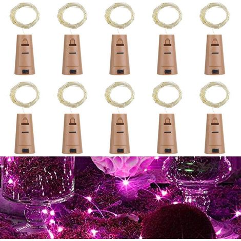 QAZQA Lot de 18 de Guirlande Bouteille, Lampe Led Bouteille 2M 20 LEDs Bouteille Lumineuse, Bouchon Led Bouteille Étanche Fil en Cuivre Flexible Décoration pour Noël Mariage Anniversaire-Rose