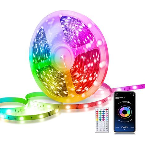 Bande lumineuse LED 5050 RGB, 10M, flexible, multicolore, avec télécommande à 44 touches, pour la décoration de la chambre à coucher et de la maison (1/5)
