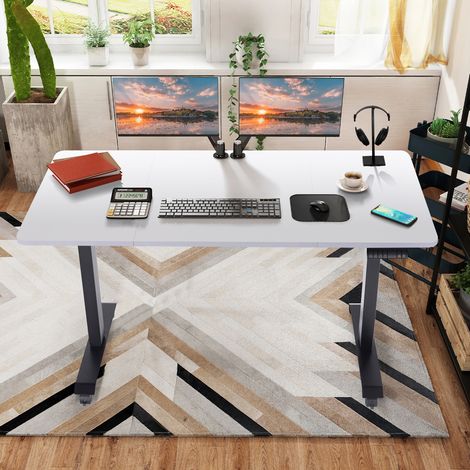 160CM Bureau debout réglable en hauteur avec moteur électrique, bureau d'ordinateur, hauteur à mémoire intelligente, protection contre les collisions avec les roues.