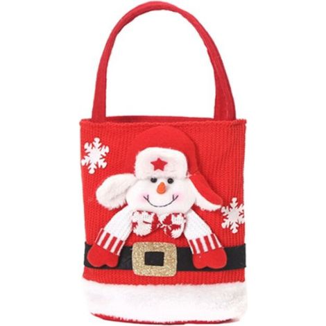 Sac Cadeau - Bonhomme De Neige - Tissu Tricoté - 22x20 Cm - 1 Pièce (1/4)