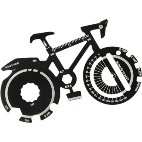Décapsuleur de Bière, Ouvre-Bouteille De Vélo, Kit reparation velo Multifonctions Outil, Outil Multifonction D'extérieur pour Tournevis, Petit Couteau, Rapporteur, Décoration de Vélo（Noir） (1/5)