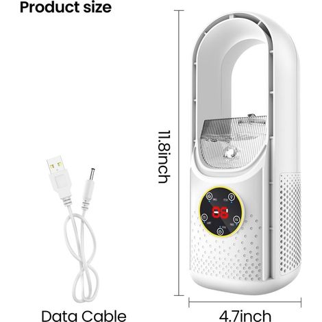 Ventilateur Tour Sans Pales,Ventilateur Silencieux sans Pale pour chambre à coucher,35 dB,6 Vitesses de Réglage,Humidification,Minuterie 6H,Ventilateur colonne pour salon et chambre (Blanc) (1/5)