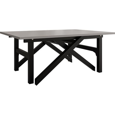 Mesa de centro convertible Oswego 151, Grafito + Negro, 40x70x100cm, Diámetro: 0, Aglomerado laminado, Angular