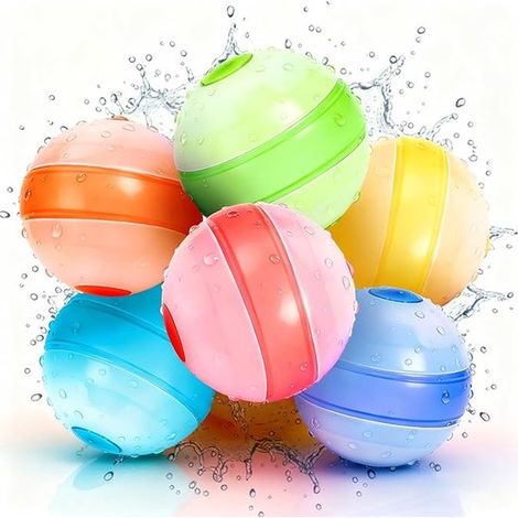 Lot de 6 ballons d’eau réutilisables – Auto-obturants – Pour piscine, jardin et plage – Jouets d’été (1/5)