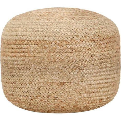 Pouf Design fait à la main - Fauteuil Repose-Pieds pour Salon ou Chambre Bas 45 x 30 cm Jute BV232873 - BonneVie (1/4)