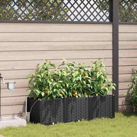42002846 Cache-pot de jardin 3 pcs Noir Acier (1/5)