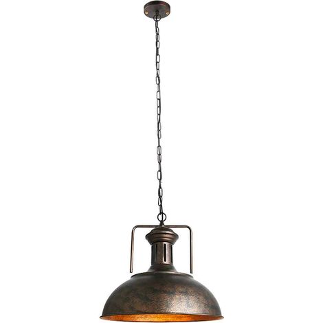 Suspension Lustre Industriel Abat-Jour Ø33cm Éclairage Antique Métal Rétro Pendentif Plafond Lumière E27,Rouille (1/5)