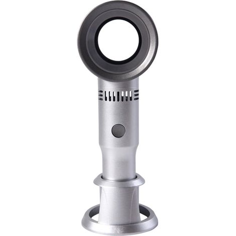 Ventilador sin aspas, conexión USB con 3 niveles de velocidad, mini ventilador portátil y silencioso con sistema de carga rápida y batería de 2000 mAh (plateado). (1/4)