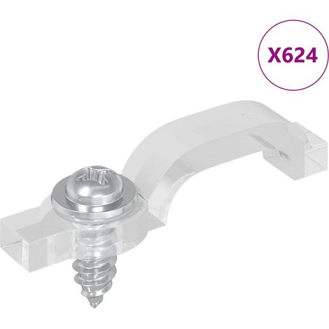 Clips de tira LED 23,8 mm 12 pcs Transparente Plástico y Hierro vidaXL