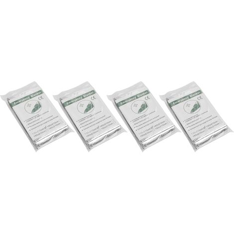Couverture de survie réfléchissante 4 pièces imperméable, pliable et portable, maintient au chaud et au sec, idéale pour camping, randonnée et urgences (1/5)