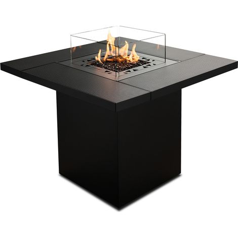 MF - Table brasero à gaz extérieur Square Table jusqu'à 10 kW en acier galvanisé noir (1/5)