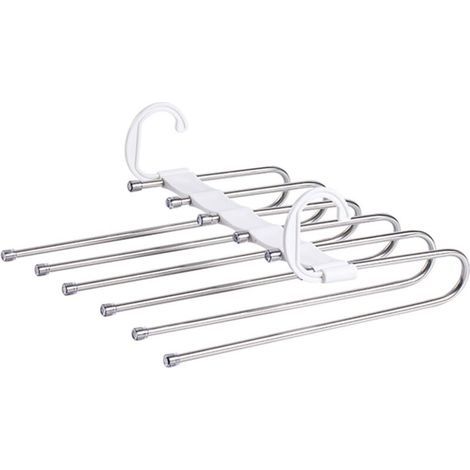 Cintre Multifonctionnel Blanc Pliable Multicouche Pour Pantalons Support Rangement (1/4)