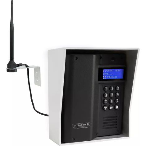 Platine de rue 600m autonome sans-fil - UltraCOM3 visière argentée + antenne : "contourner obstacle / pilier" (1/5)