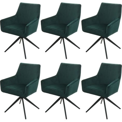 Set 6x sedie poltroncine con seduta girevole HHG-081 tessuto verde