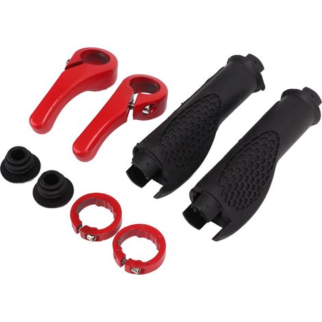 Poignées de guidon ergonomiques antidérapantes en caoutchouc durable, confortables avec cornes rouges (1/5)