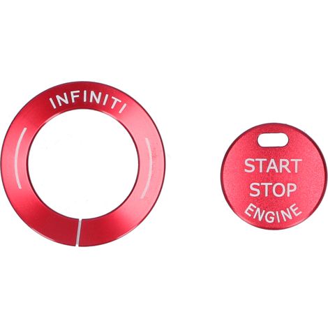 Lot de 2 caches décoratifs en alliage d'aluminium pour boutons de démarrage/arrêt moteur, compatibles avec Infiniti Q50, Q50L et QX60 (rouge). (1/5)